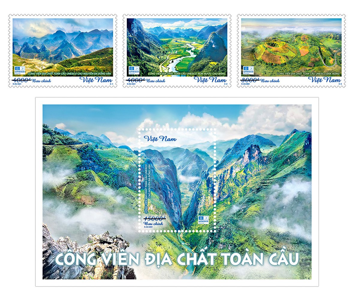Émission d une collection de timbres sur trois géoparcs mondiaux au Vietnam